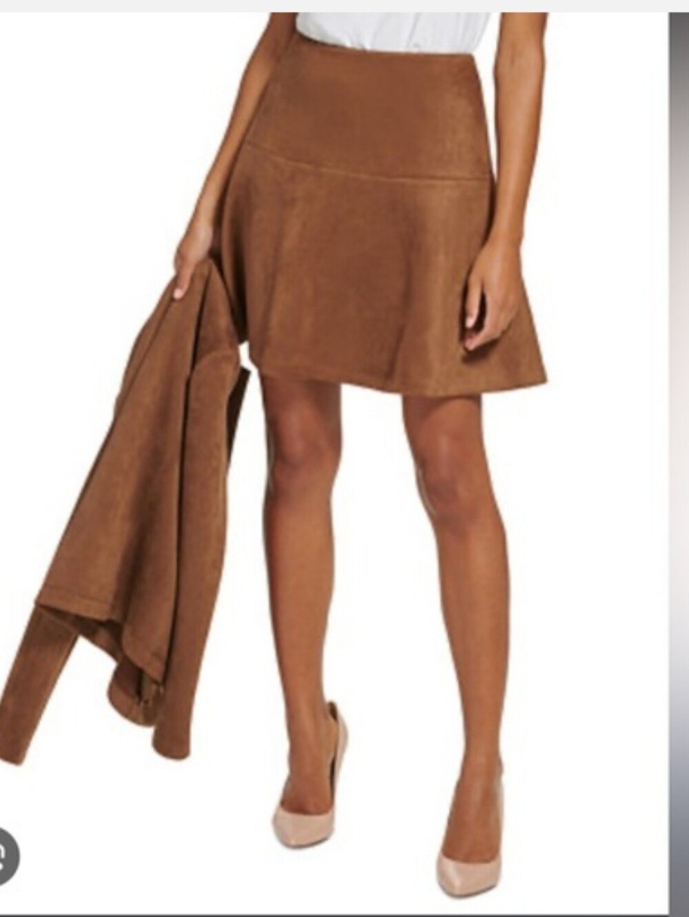 Tommy Hilfiger Faux-Suede Fit & Flare Skirt warm cognac brown shade. Women's 12